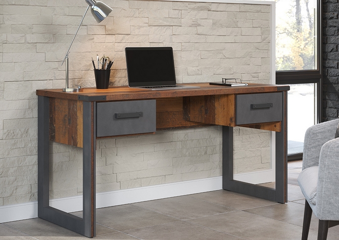 Bureau de style industriel en métal et bois
